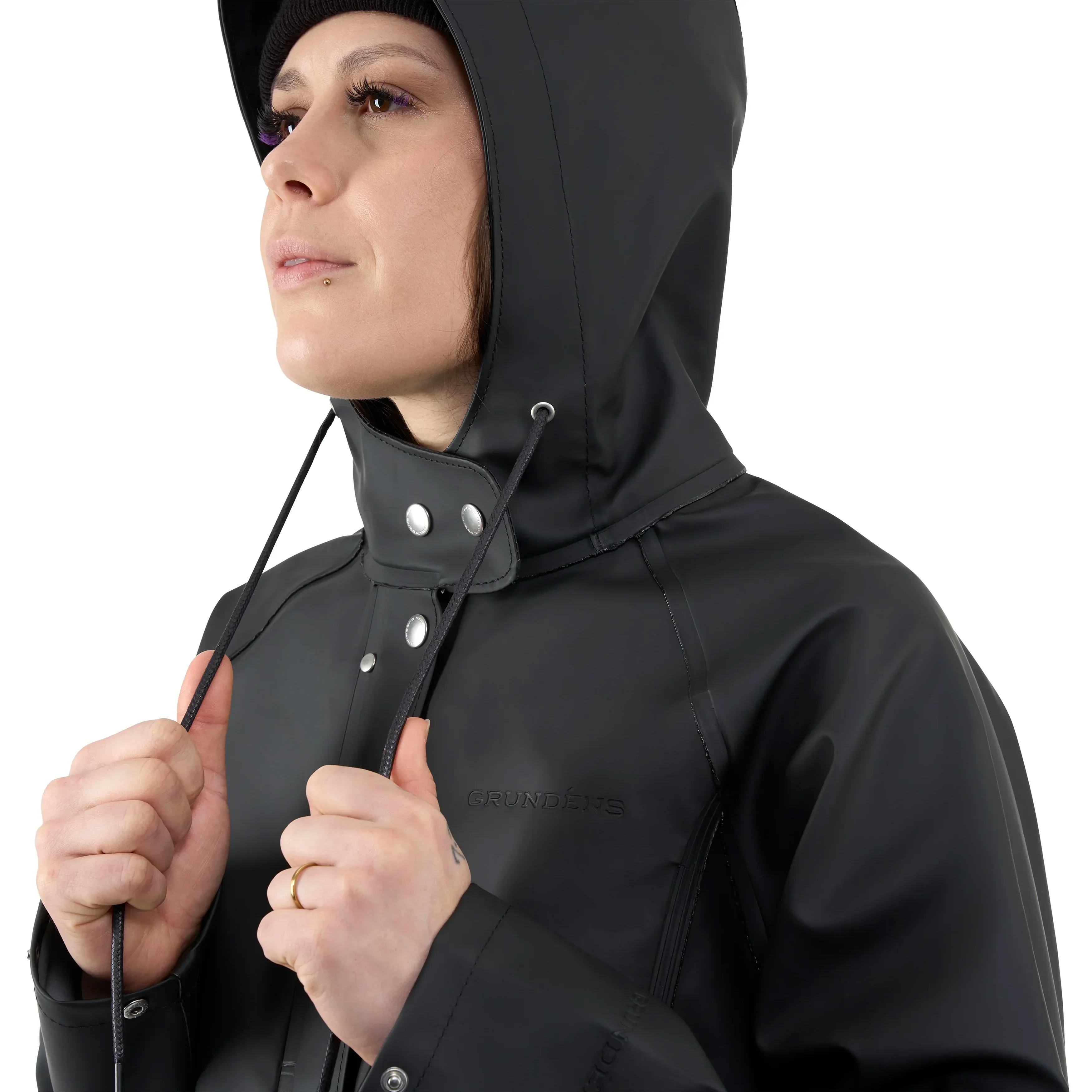 Grundens 1926 Regnkläder Coat Black naisten sadetakki - Image 9