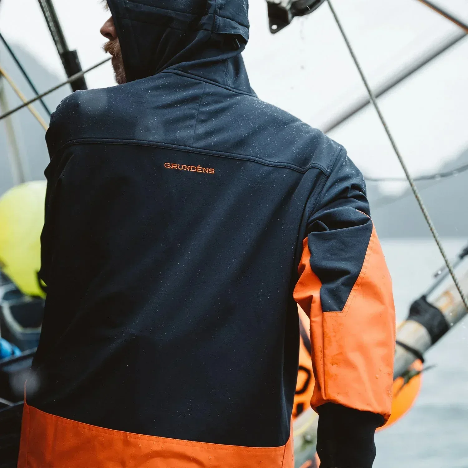 Grundens Fishpicking Navy / Orange takki - Image 4
