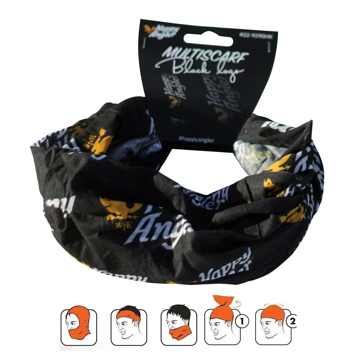 Happy Angler Black Logo tuubihuivi - Image 3