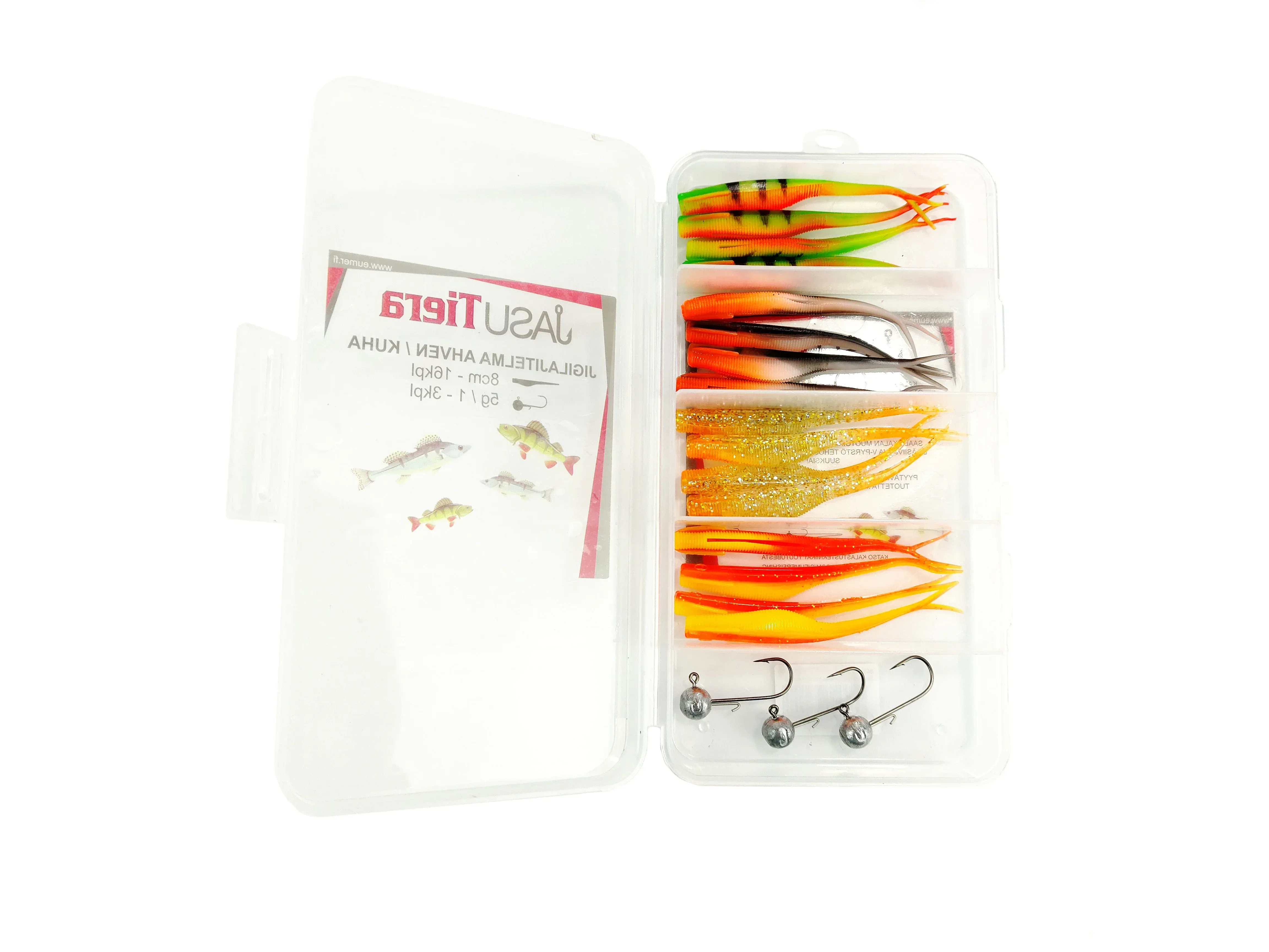 Jasu Tiera jigilajitelma 8 cm 16kpl + jigipäät