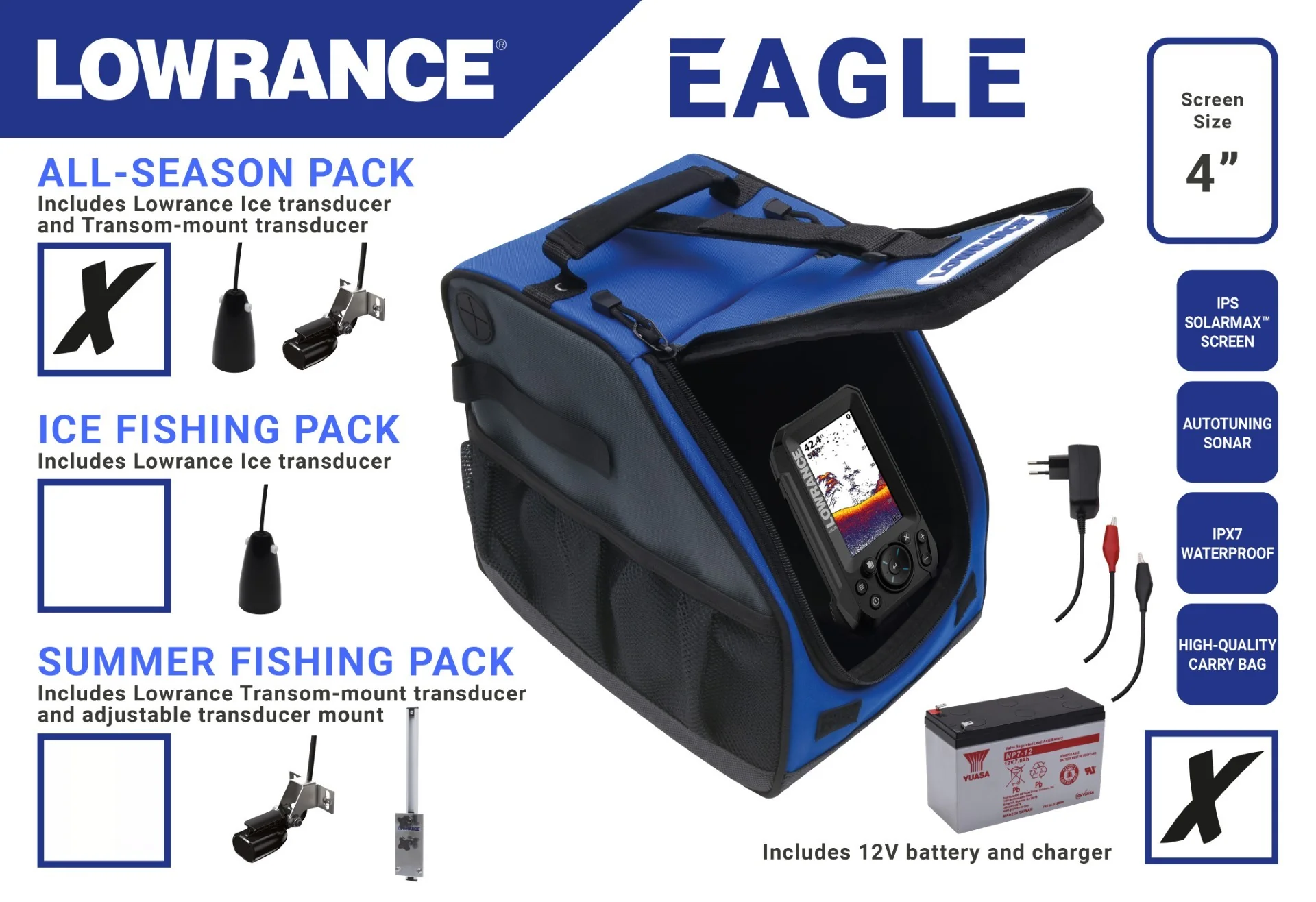 Lowrance Eagle 4X All Season kannettava kaikuluotain - Image 2
