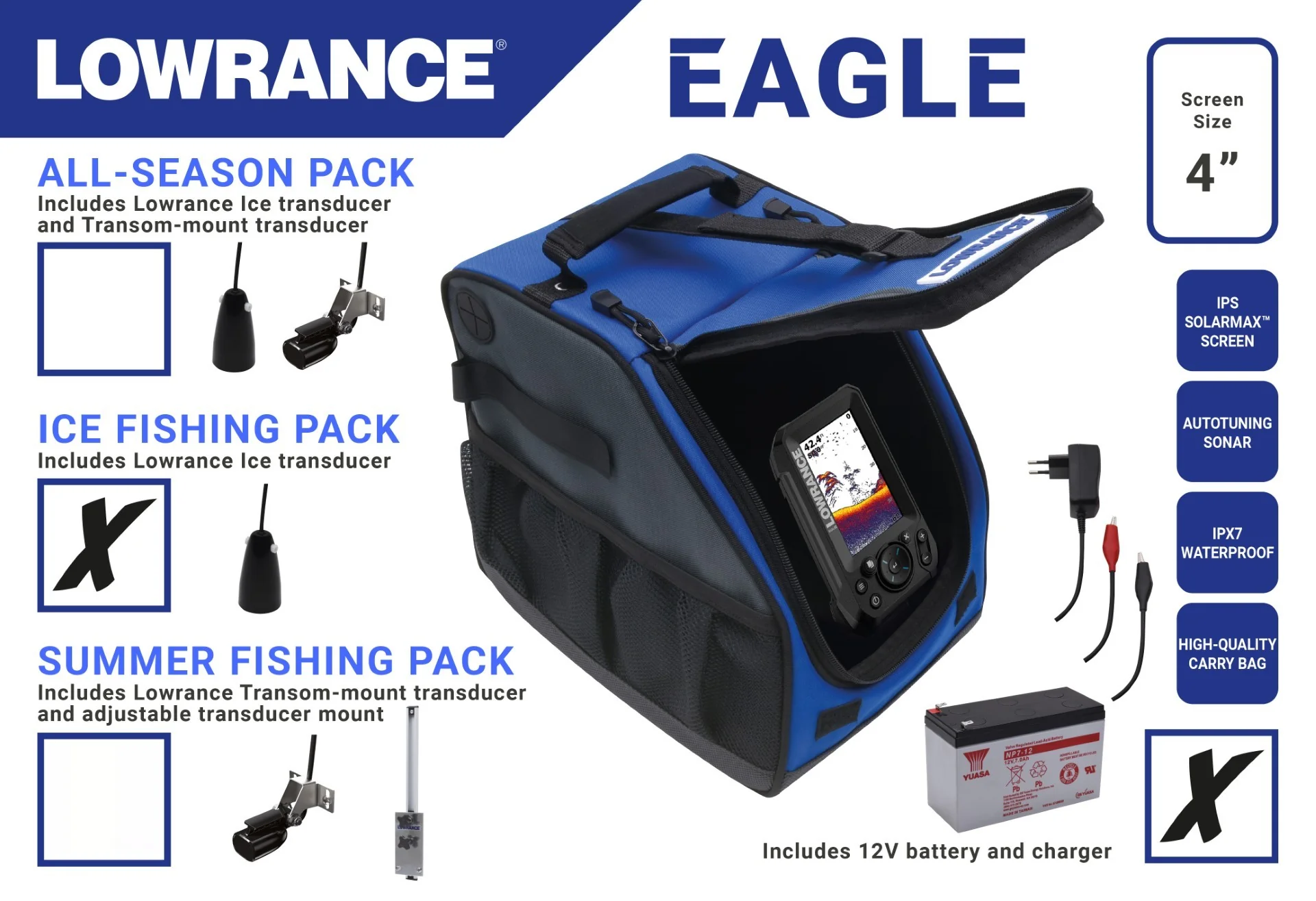 Lowrance Eagle 4X ICE kannettava kaikuluotain - Image 2