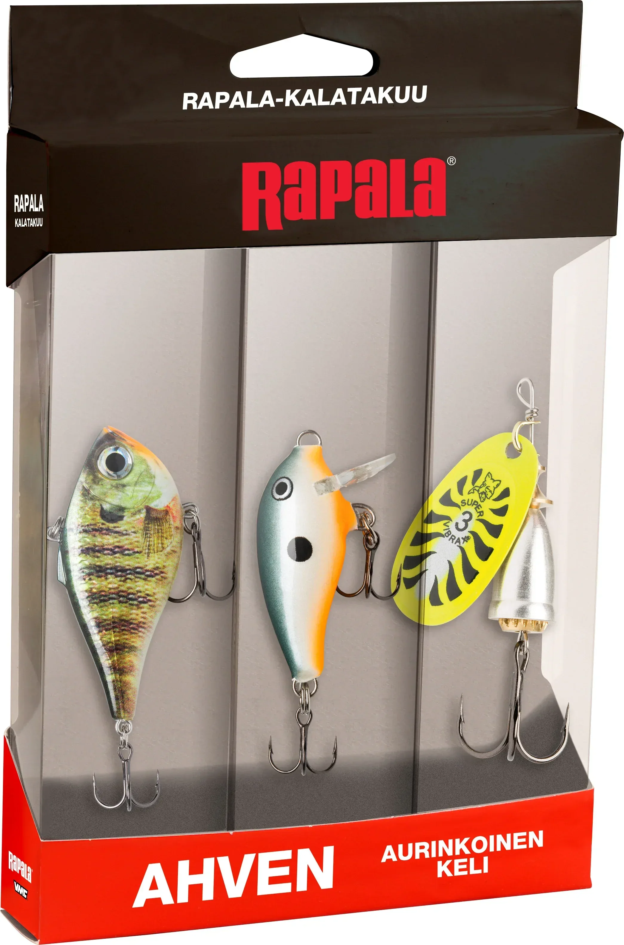 Rapala Kalatakuu Ahven aurinkoinen viehelajitelma