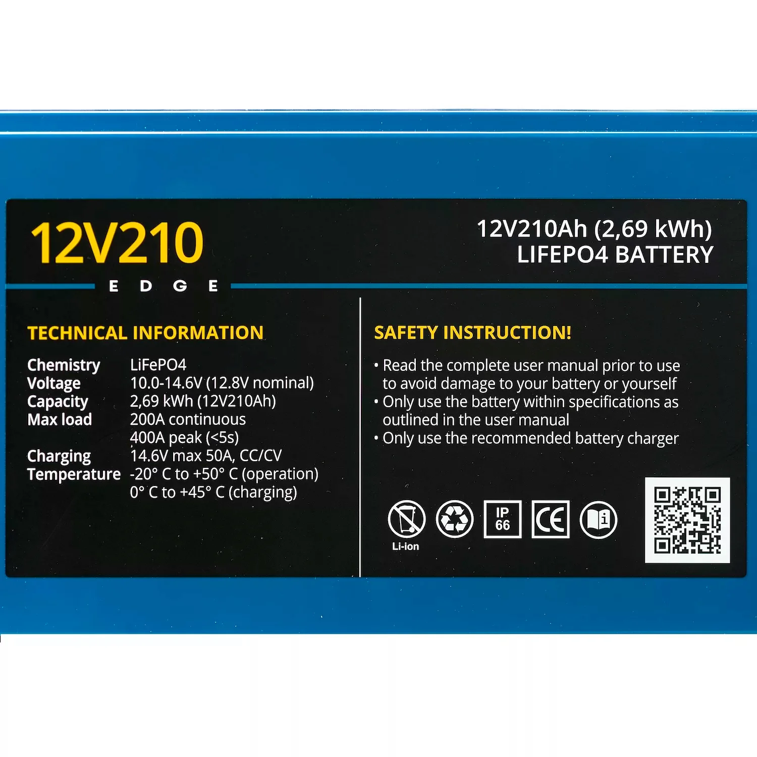 Rebelcell Edge 12V 210 Ah Bluetooth LiFePO4 akku - Image 3
