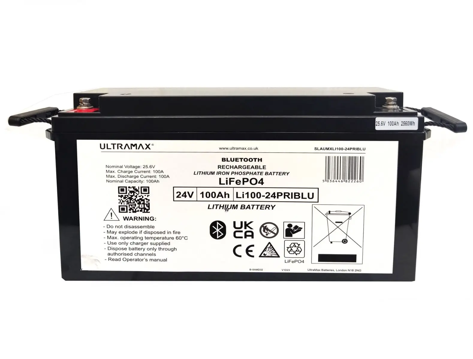 Ultramax 24V 100 Ah Bluetooth LiFePO4 litiumakku - Image 2